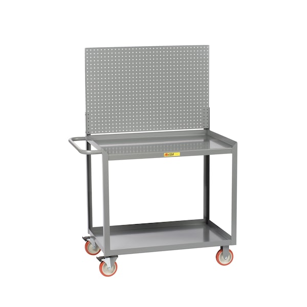 Mobile Workstation, 2 Shelf, Pegboard Panel, 1200 lbs. Capacity